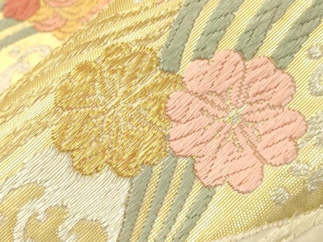 平和屋着物●六通柄袋帯 唐織 立波花鳥文 金銀糸 正絹 逸品 CABJ9577dy