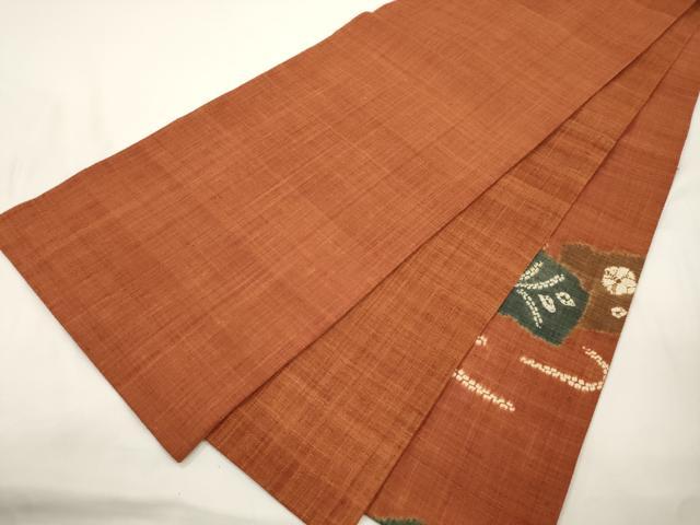 平和屋着物●太鼓柄袋帯 紬地 絞り 破れ色紙重ね花文 正絹 逸品 CABJ9584dy