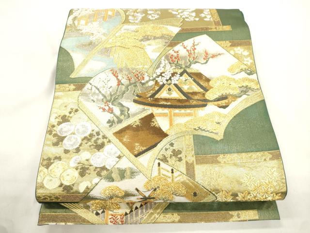 平和屋着物●西陣 川島織物 六通柄 本袋帯 冊子風景文 本金 正絹 逸品 CABJ9592dy