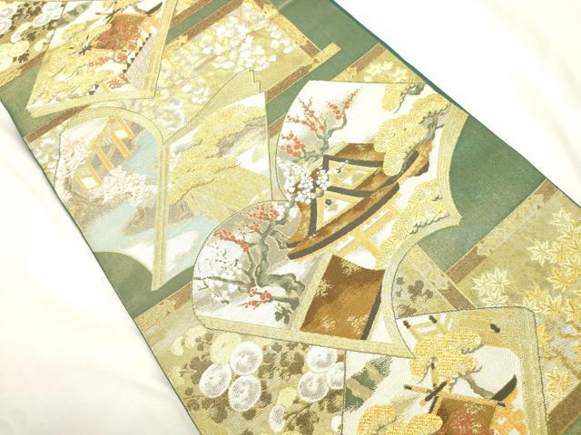 平和屋着物●西陣 川島織物 六通柄 本袋帯 冊子風景文 本金 正絹 逸品 CABJ9592dy