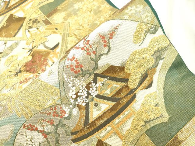 平和屋着物●西陣 川島織物 六通柄 本袋帯 冊子風景文 本金 正絹 逸品 CABJ9592dy