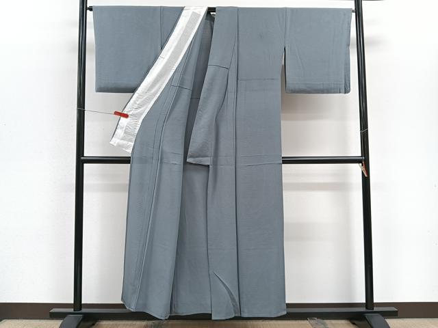 平和屋着物*夏物 色無地 絽縮緬 草木特殊堅牢染 鉛色 正絹 逸品 CABJ9613xi