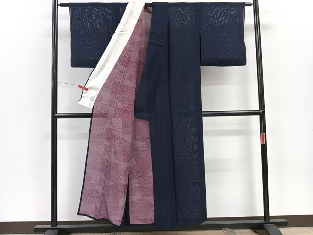 平和屋着物*夏物 色無地 絽 青褐色 両面染め 正絹 逸品 CABJ9616xi