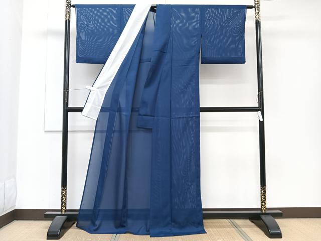 平和屋着物*夏物 色無地 絽 留紺色 洗える着物 CABJ9622xi