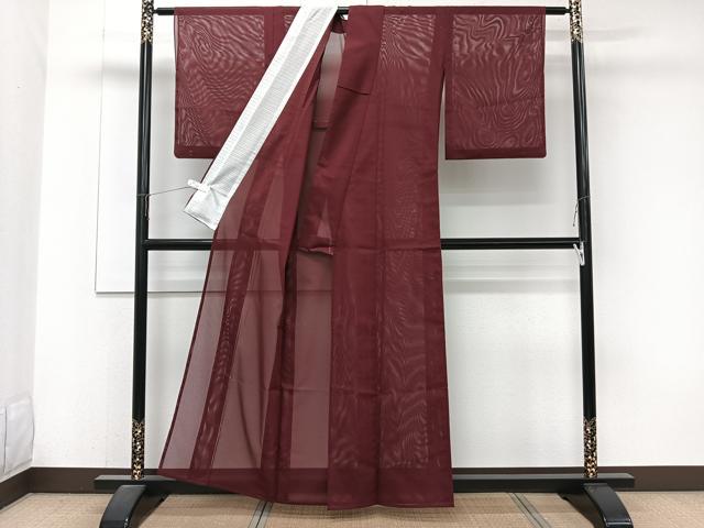平和屋着物*夏物 色無地 絽 葡萄茶色 洗える着物 CABJ9630xi