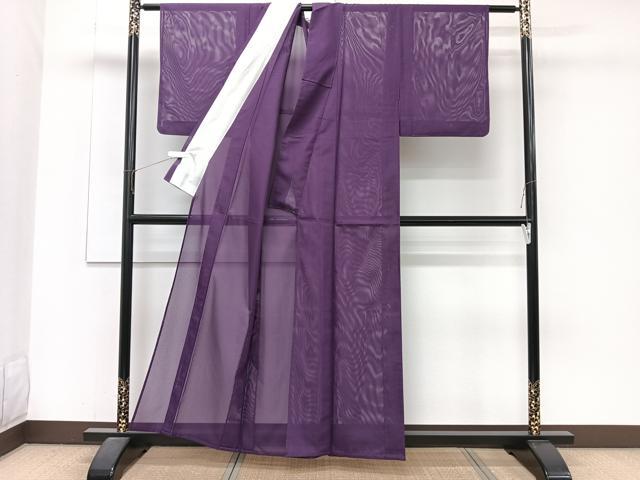 平和屋着物*夏物 色無地 絽 葡萄色 洗える着物 CABJ9633xi