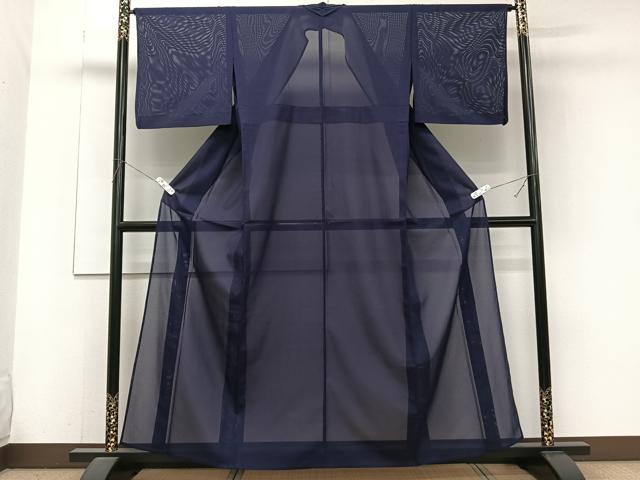 平和屋着物*夏物 色無地 絽 鉄紺色 洗える着物 CABJ9639xi
