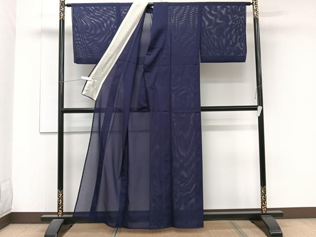 平和屋着物*夏物 色無地 絽 鉄紺色 洗える着物 CABJ9639xi