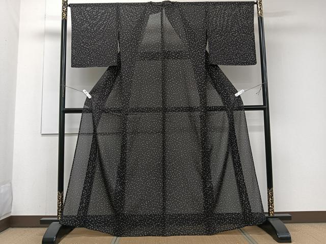 平和屋着物*夏物 小紋 絽 霞文 黒地 銀彩 正絹 逸品 未使用 CABJ9650xi