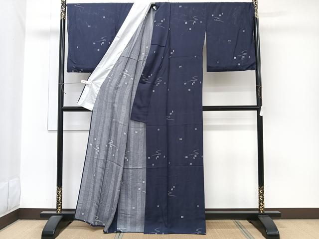 平和屋着物*夏物 小紋 市松紋絽 流水幾何学文 正絹 逸品 CABJ9664xi