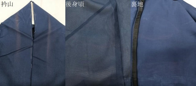 平和屋着物*夏物 色無地 絽 草花紋紗 紺青色 正絹 逸品 CABJ9666xi