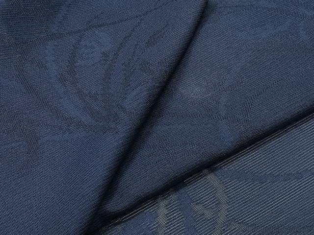 平和屋着物*夏物 色無地 絽 草花紋紗 紺青色 正絹 逸品 CABJ9666xi