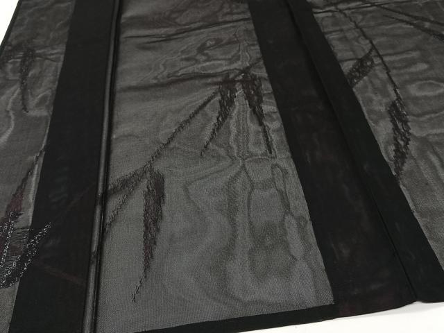 平和屋着物*夏物 小紋 紗 枝草文 黒地 正絹 逸品 未使用 CABJ9670xi