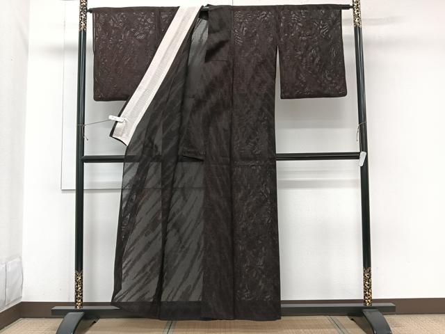平和屋着物*夏物 小紋 紗 霞文 黒地 正絹 逸品 CABJ9686xi