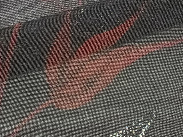 平和屋着物*夏物 小紋 紗 枝草花文 黒地 銀糸 正絹 逸品 CABJ9689xi