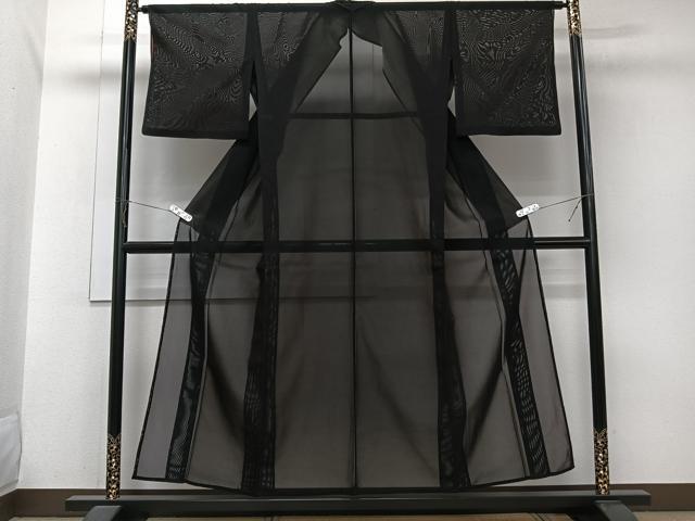 平和屋着物*夏物 色無地 紗 暗黒色 正絹 逸品 CABJ9690xi