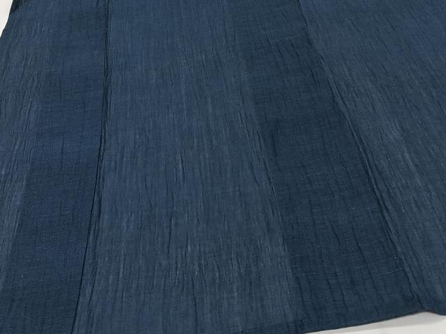 平和屋着物*夏物 男性 本場小千谷縮 留紺色 麻 逸品 CABJ9703xi