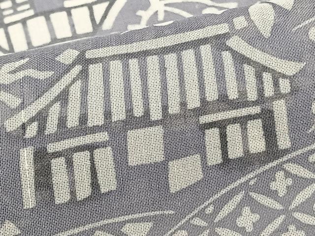 平和屋着物*松煙染の第一人者 川島草苑 夏物 小紋 紗紬 風景文 正絹 逸品 CABJ9709xi