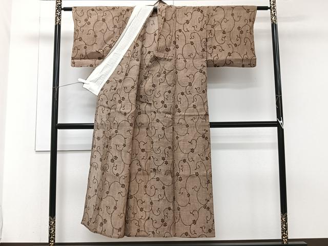 平和屋着物*夏物 本場小千谷縮 花唐草文 麻 逸品 CABJ9717xi