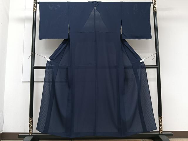 平和屋着物*夏物 色無地 絽縮緬 濃藍色 正絹 逸品 未使用 CABJ9720xi