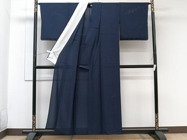 平和屋着物*夏物 色無地 絽縮緬 濃藍色 正絹 逸品 未使用 CABJ9720xi