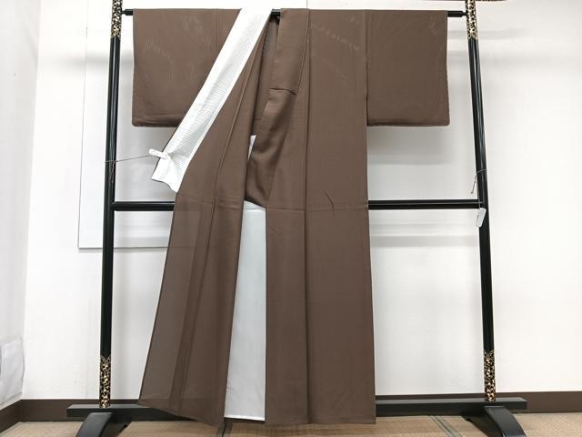 平和屋着物*夏物 色無地 縦絽 枯茶色 正絹 逸品 未使用 CABJ9721xi