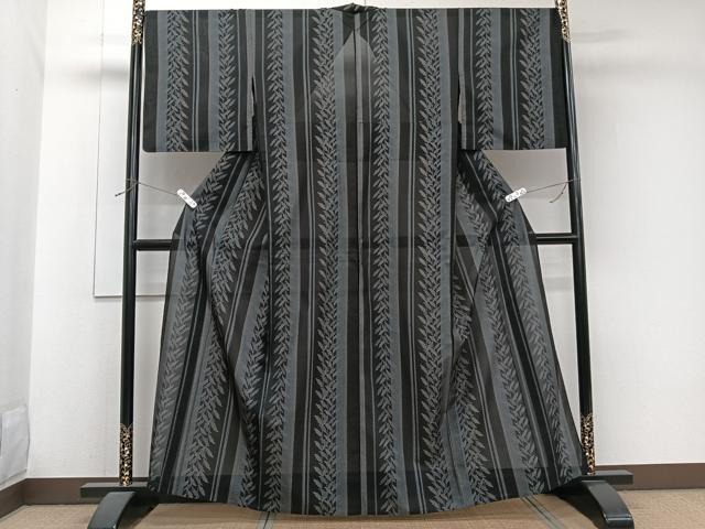 平和屋着物*夏物 夏大島 間道枝葉文 やまと誂製 正絹 逸品 CABJ9724xi