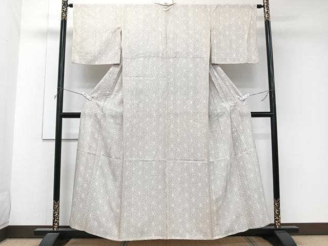 平和屋着物*夏物 小紋 絽 杢目絞り 麻の葉文 正絹 逸品 CABJ9734xi