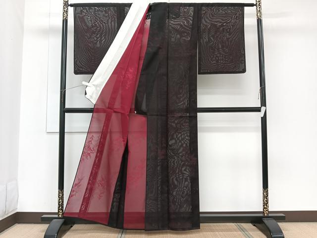 平和屋着物*夏物 小紋 紗 樹林文 正絹 逸品 CABJ9735xi