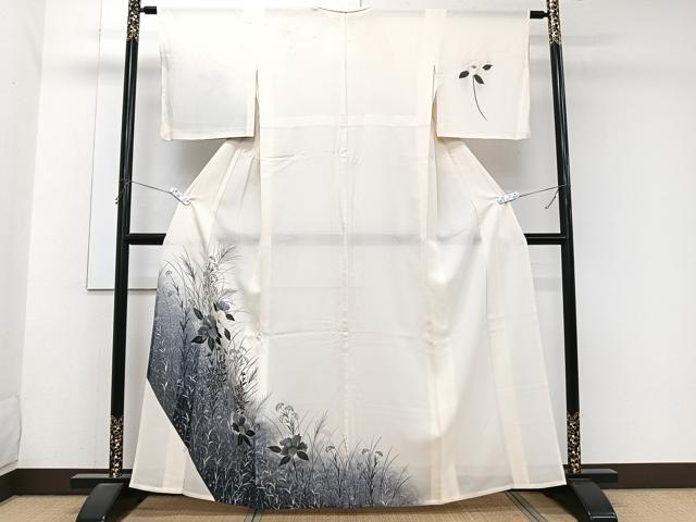 平和屋着物*夏物 訪問着 絽 手描き 枝草花文 金彩 正絹 逸品 CABJ9739xi
