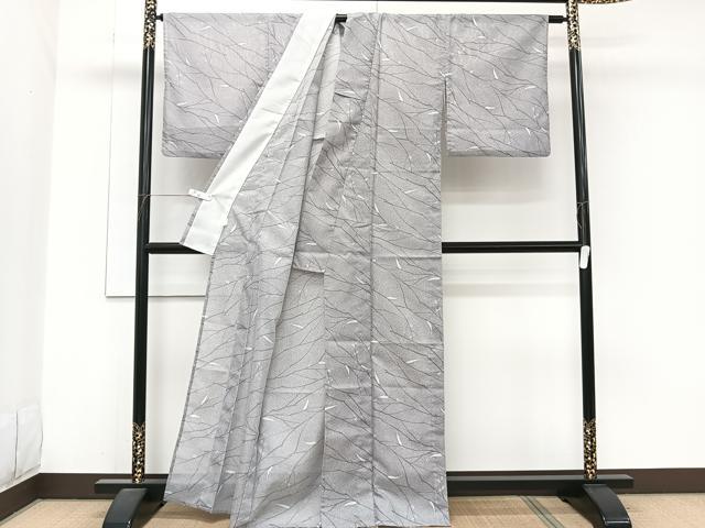 平和屋着物*夏物 小紋 絽 枝蕾文 洗える着物 CABJ9741xi