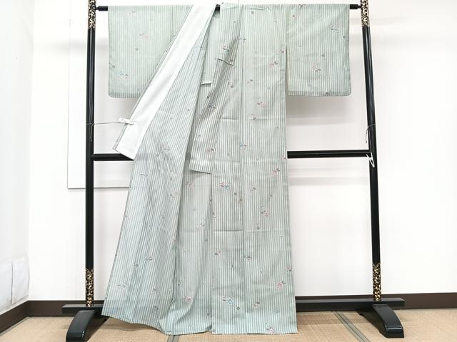 平和屋着物*夏物 小紋 絽 草花文 洗える着物 CABJ9745xi
