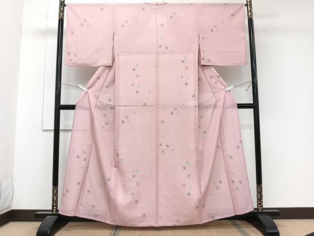 平和屋着物*夏物 小紋 絽 枝蕾文 洗える着物 CABJ9750xi