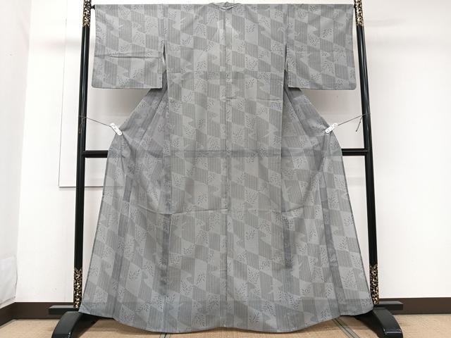 平和屋着物*夏物 小紋 紗 流水草文 洗える着物 CABJ9758xi