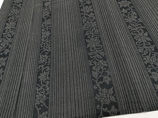 平和屋着物*夏物 小紋 紗 間道更紗花文 黒地 洗える着物 CABJ9759xi