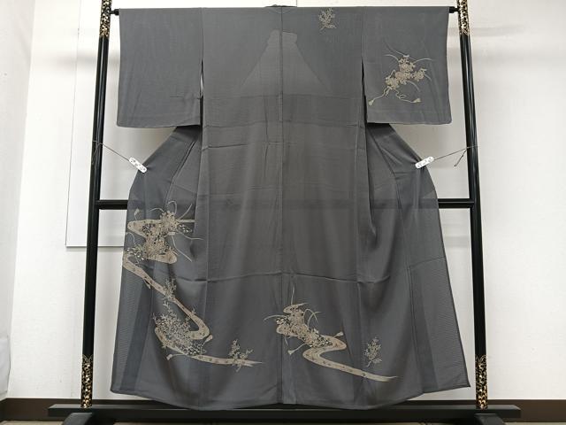 平和屋着物*夏物 訪問着 絽縮緬 流水花筏 反端付き 正絹 逸品 未使用 CABJ9778xi