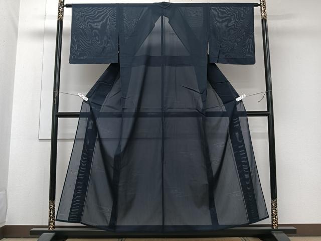 平和屋着物*夏物 色無地 流水紋紗 濃藍色 正絹 逸品 未使用 CABJ9785xi