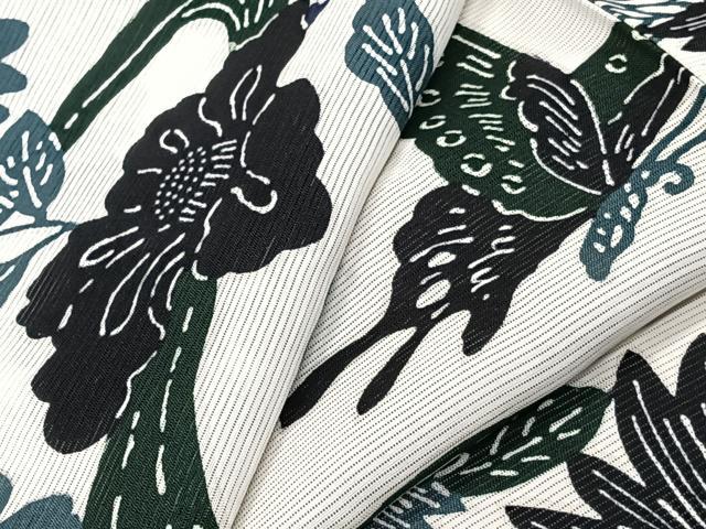 平和屋着物*夏物 小紋 絽 型染め 流水花蝶文 正絹 逸品 CABJ9791xi