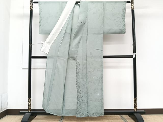 平和屋着物*夏物 訪問着 紗 刺繍 枝萩文 夏虫 銀糸 正絹 逸品 CABJ9815xi