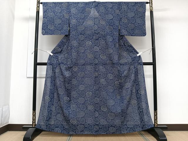平和屋着物*夏物 小紋 絽 型染め 菊唐草文 正絹 逸品 CABJ9816xi