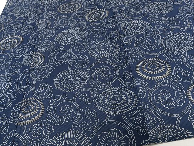 平和屋着物*夏物 小紋 絽 型染め 菊唐草文 正絹 逸品 CABJ9816xi