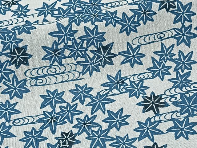 平和屋着物*夏物 小紋 紗 藍 流水楓文 正絹 逸品 CABJ9819xi
