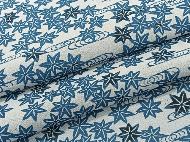 平和屋着物*夏物 小紋 紗 藍 流水楓文 正絹 逸品 CABJ9819xi