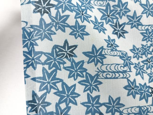 平和屋着物*夏物 小紋 紗 藍 流水楓文 正絹 逸品 CABJ9819xi