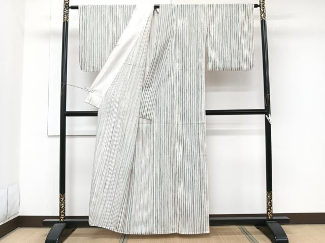 平和屋着物*夏物 小紋 縦絽 作家物 縞 正絹 逸品 CABJ9820xi