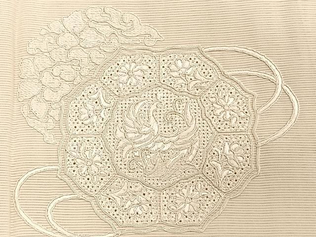 平和屋着物*中国三大刺繍 スワトウ刺繍 総刺繍 夏物 無地絵羽訪問着 絽 正倉院鳳凰花文 卵色 正絹 逸品 未使用 CABJ9836xi