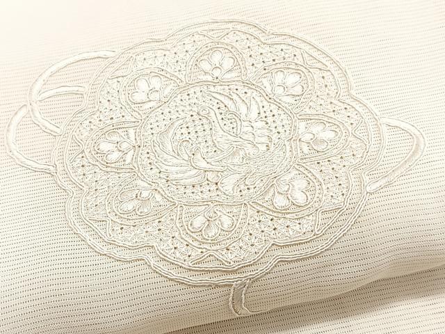 平和屋着物*中国三大刺繍 スワトウ刺繍 総刺繍 夏物 無地絵羽訪問着 絽 正倉院鳳凰花文 卵色 正絹 逸品 未使用 CABJ9836xi