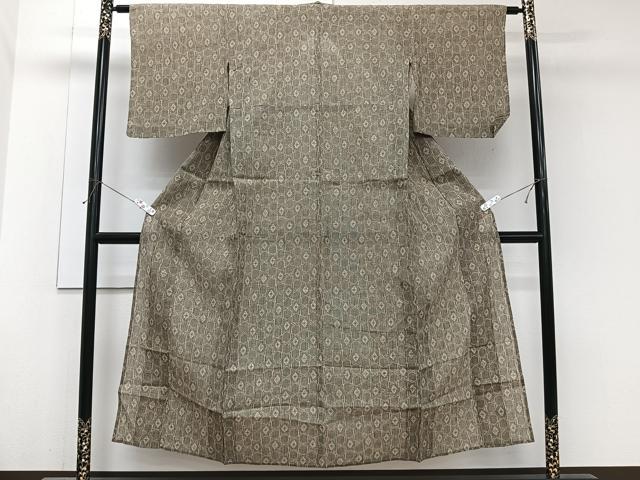 平和屋着物*夏物 小紋 縮織 亀甲花文様 CABJ9848xi