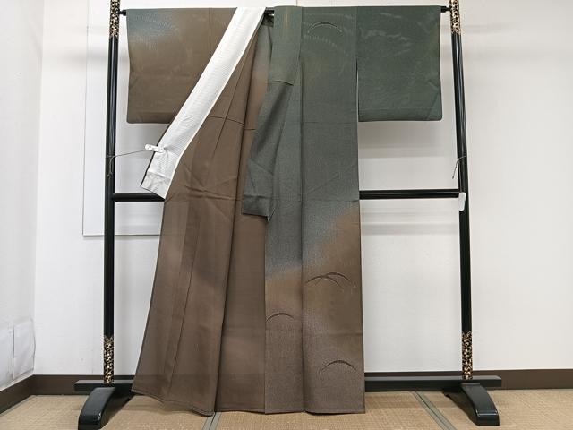 平和屋着物*夏物 訪問着 縦絽 トロンワーグ 芝文 暈し染め 金彩 正絹 逸品 CABJ9852xi