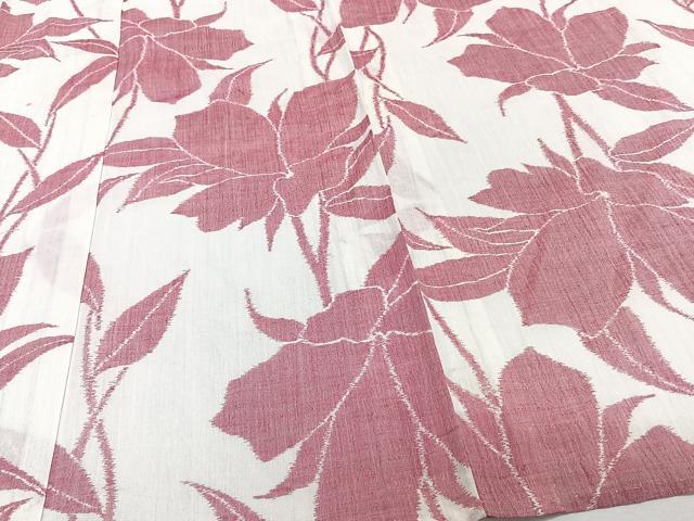 平和屋着物*夏物 本場小千谷縮 枝草花文 麻 逸品 CABJ9856xi